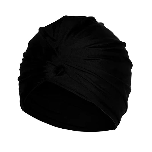 Women Fabric Swimming Cap Water Sports Swim Pool Long Hair Female High Elastic Bathing Caps Hat Dual Layer Stretchy Nylon Turban