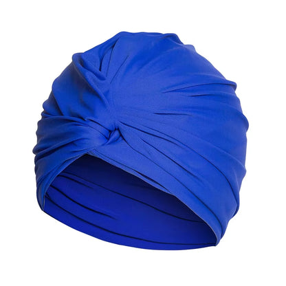 Women Fabric Swimming Cap Water Sports Swim Pool Long Hair Female High Elastic Bathing Caps Hat Dual Layer Stretchy Nylon Turban
