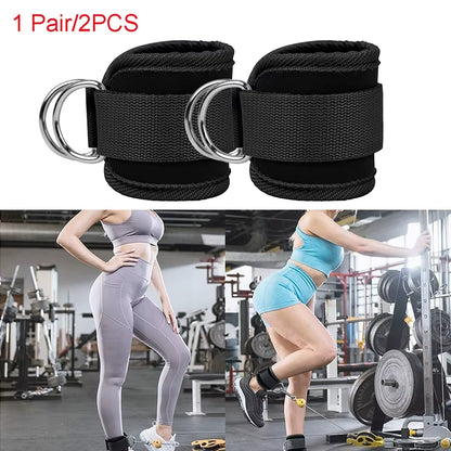 2PCS Ankle Straps Cable Double D-Ring Ankle Cuffs for Gym Workouts Glutes Legs Strength Extensions Training Brace Support Sport