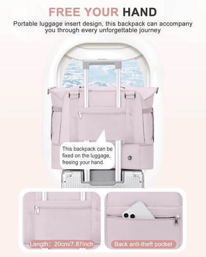 Gym Bag for Women, Large Travel Duffel Bag, Weekender Overnight Bag with Wet Pocket and Shoes Compartment for Travel, Gym, Yoga