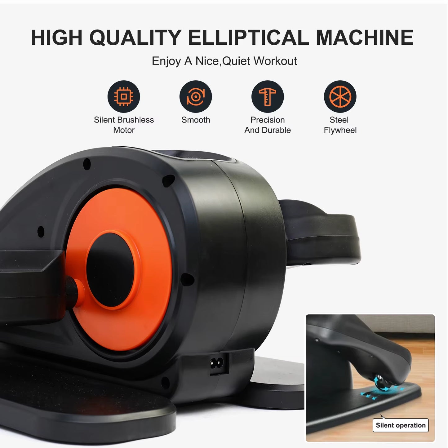 Elliptical Machine under Desk Portable Electric Seated Leg Exerciser Arm and Leg Trainer 12 Adjustable for Seniors Adults Teens