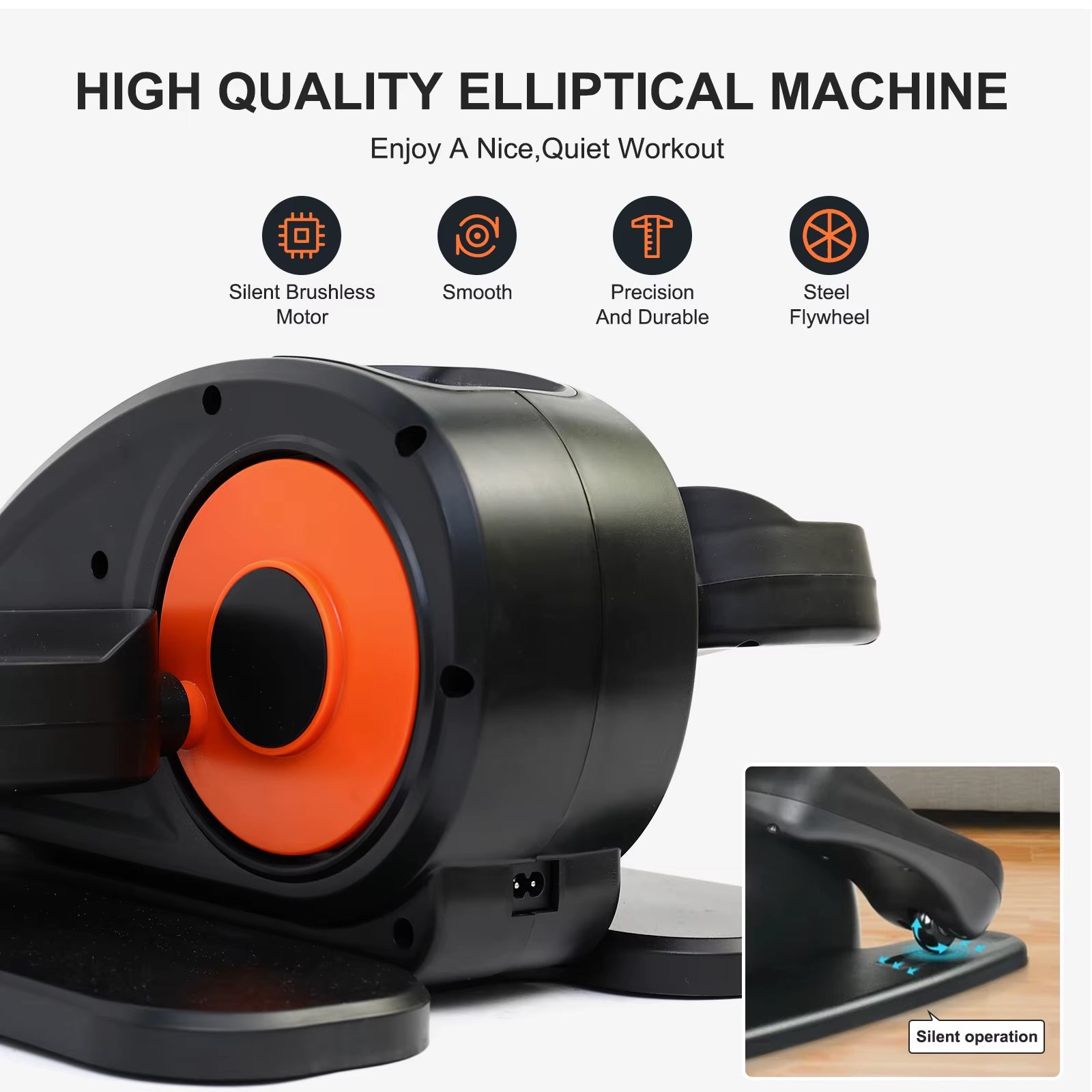 Elliptical Machine under Desk Portable Electric Seated Leg Exerciser Arm and Leg Trainer 12 Adjustable for Seniors Adults Teens