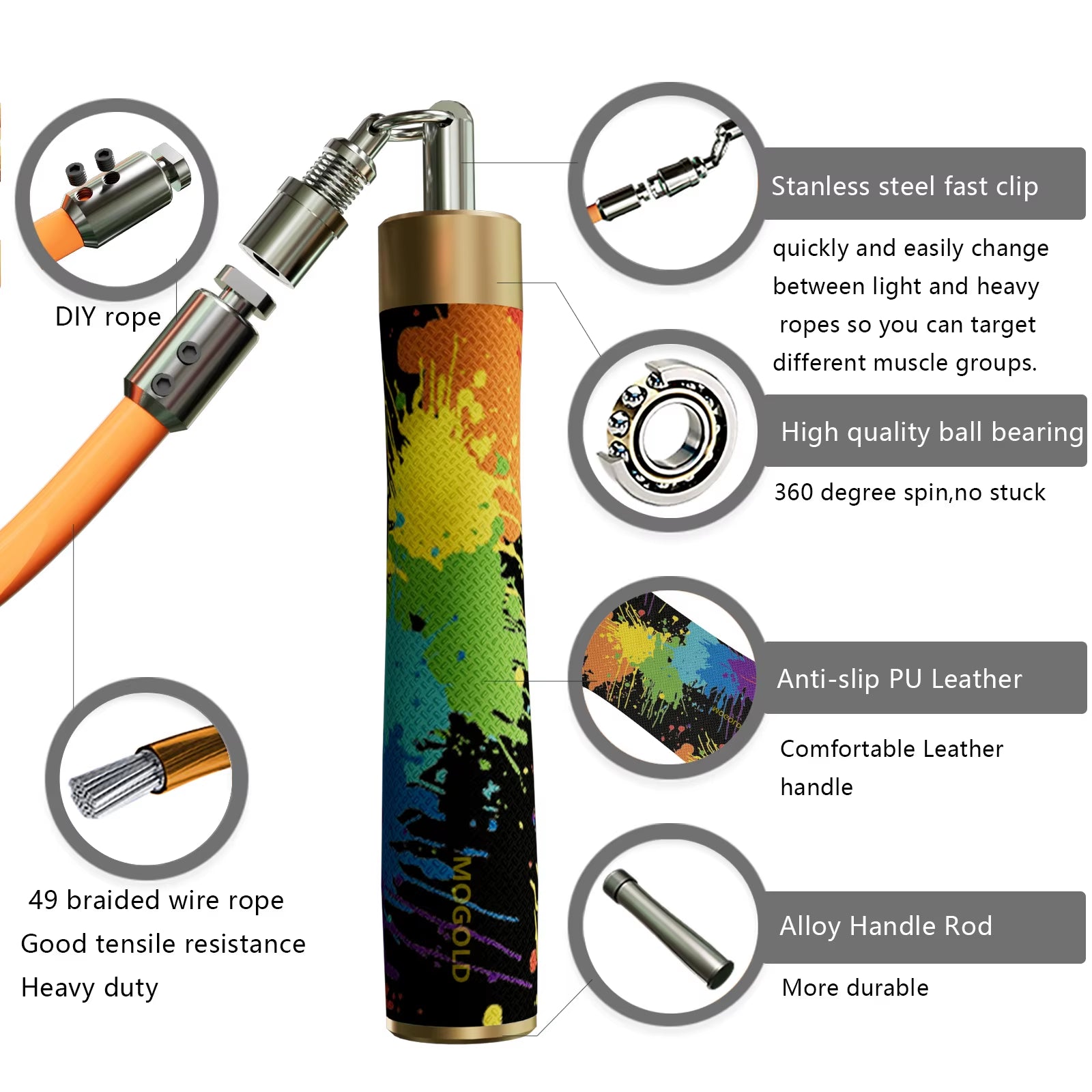 Gym Weight Jump Rope Crossfit Rope Bodybuilding Man Creative Graffiti Professional Sport Jumping Ropes Adjustable Fitness