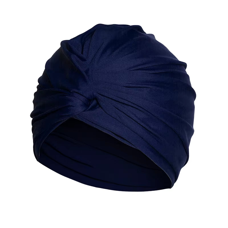 Women Fabric Swimming Cap Water Sports Swim Pool Long Hair Female High Elastic Bathing Caps Hat Dual Layer Stretchy Nylon Turban