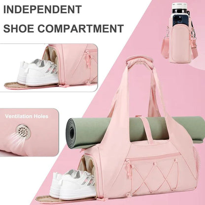 Yoga Mat Bag with Shoe Compartment and Wet Pocket - Versatile Gym Tote with Yoga Strap for Travel and Fitness Essentials
