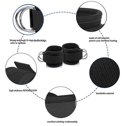 2PCS Ankle Straps Cable Double D-Ring Ankle Cuffs for Gym Workouts Glutes Legs Strength Extensions Training Brace Support Sport