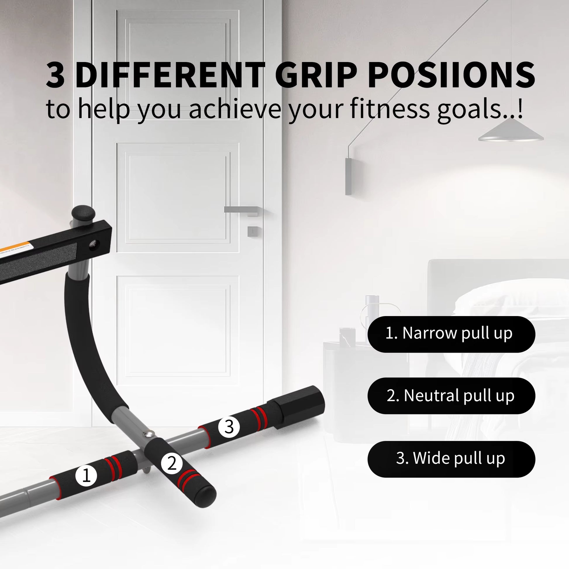 Pull-Up Bar for Door Frame Adjustable Portable Upper Body Fitness Workout for Home Gyms